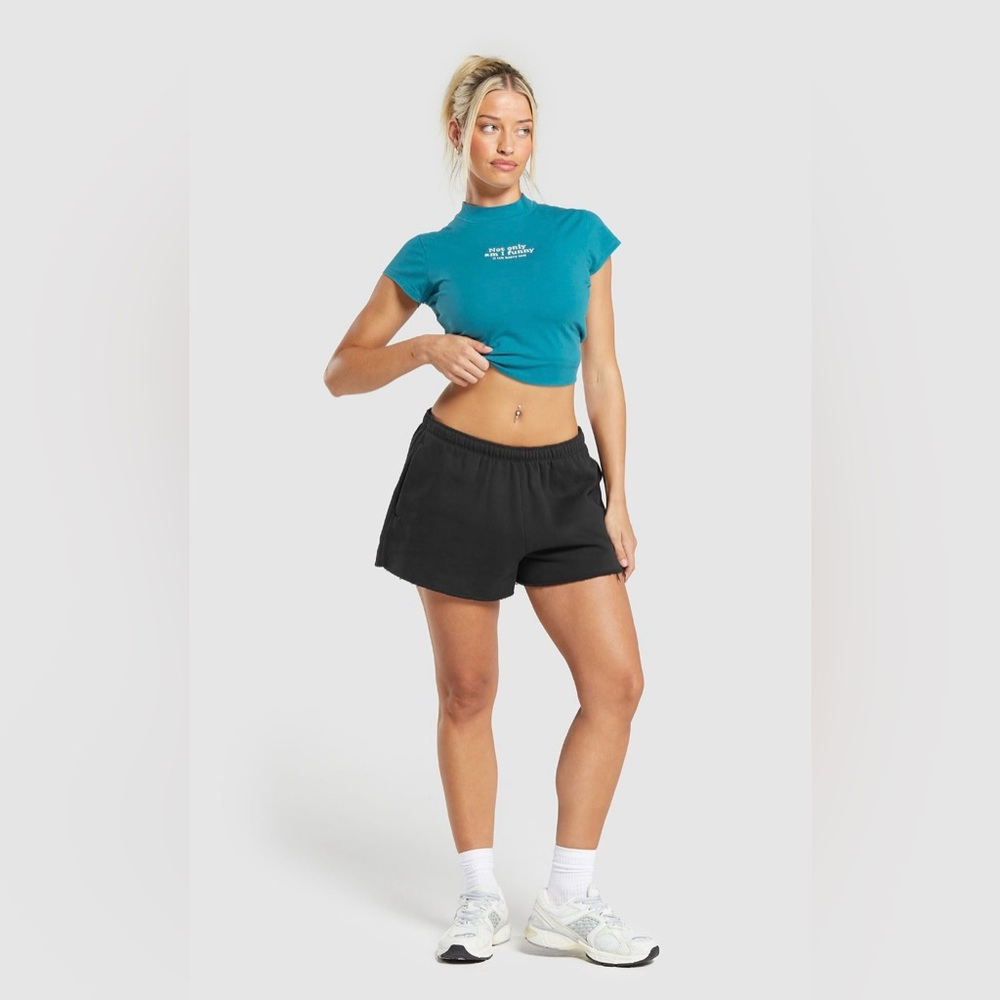 GYMSHARK Women’s Lift Heavy Body Fit T-Shirt Terrace Blue- NWT - Picture 4 of 7